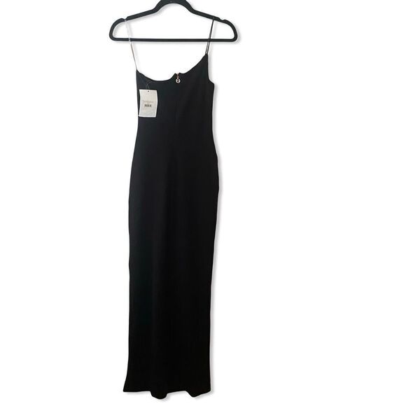 Nookie Lust Gown black one shoulder maxi dress front twist bodycon Revolve L - Picture 5 of 15